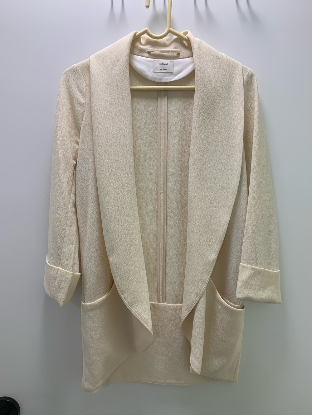 Wilfred Cream Open-Front Draped Blazer Jacket